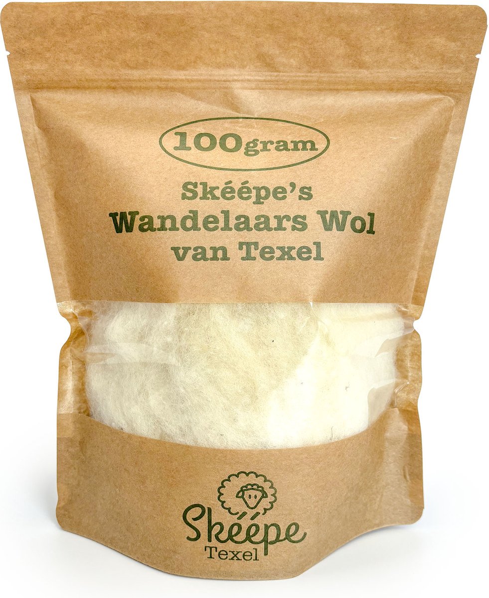 Goedkoopste Wandelaars Wol van Texel – 100 gram - Verzacht blaren en voetongemak tijdens het wandelen of sporten met deze Texelse antidruk wol van Skéépe - Blarenpleister op natuurlijke wijze