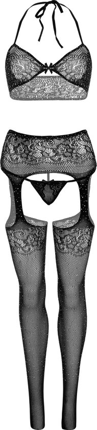 Haut de soutien-gorge, string et bas - Noir