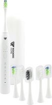 Rockerz Elektrische Tandenborstel - Inclusief 5 opzetborstels en reiskoker - 40.000 vibraties per minuut - Waterdicht IPX7 - Smart timer - Kleur: Wit