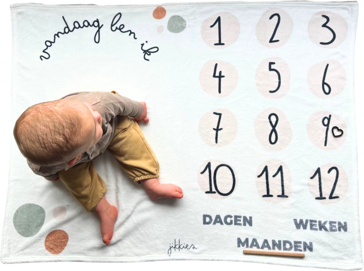 Goedkoopste Jikkies ® - Mijlpaal deken - Milestone Blanket - Stippen - Dagen - Maanden - Jaren - Kraam cadeau