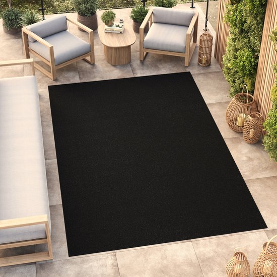 Tapiso Mono Vloerkleed Zwart Binnen en Buiten Tapijt Maat- 120x170