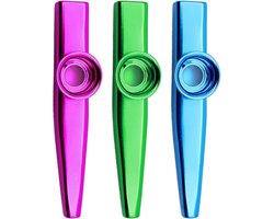 3 Stuks - Kazoo-muziekinstrument metaal - Metaal blauw, groen, paars