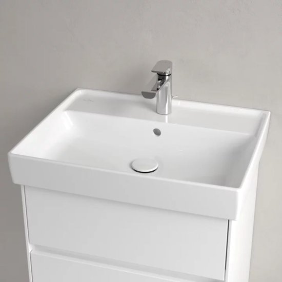Lavabo 550x440 mm, avec trop-plein, trou de robinetterie, CeramicPlus, blanc alpin