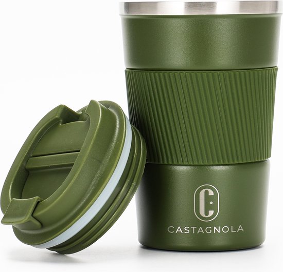Castagnola Design RVS Koffiebeker To Go – Groen – 380ml – Thermosbeker – Theebeker