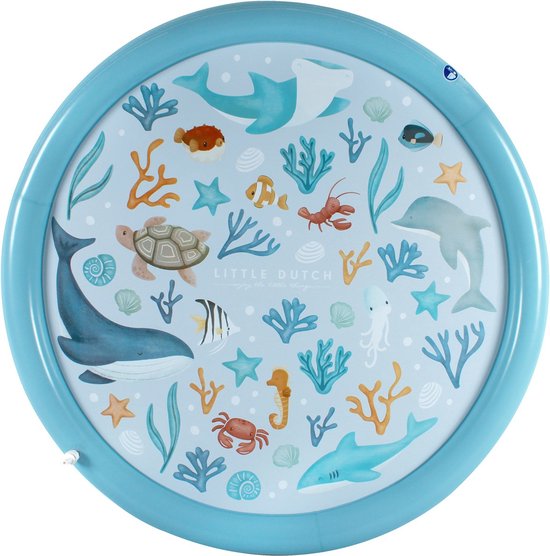 Little Dutch Piscina Hinchable Ocean Dreams – 150 Cm De Diámetro, Con Estampado Azul, Fácil De Inflar, Para Niños De 2+ Años