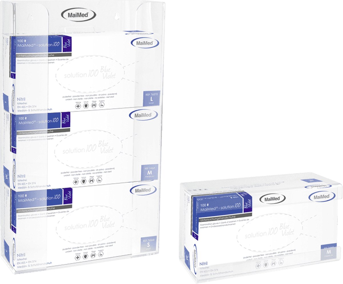Maimed acrylische handschoendispenser met veer - 3 vaks