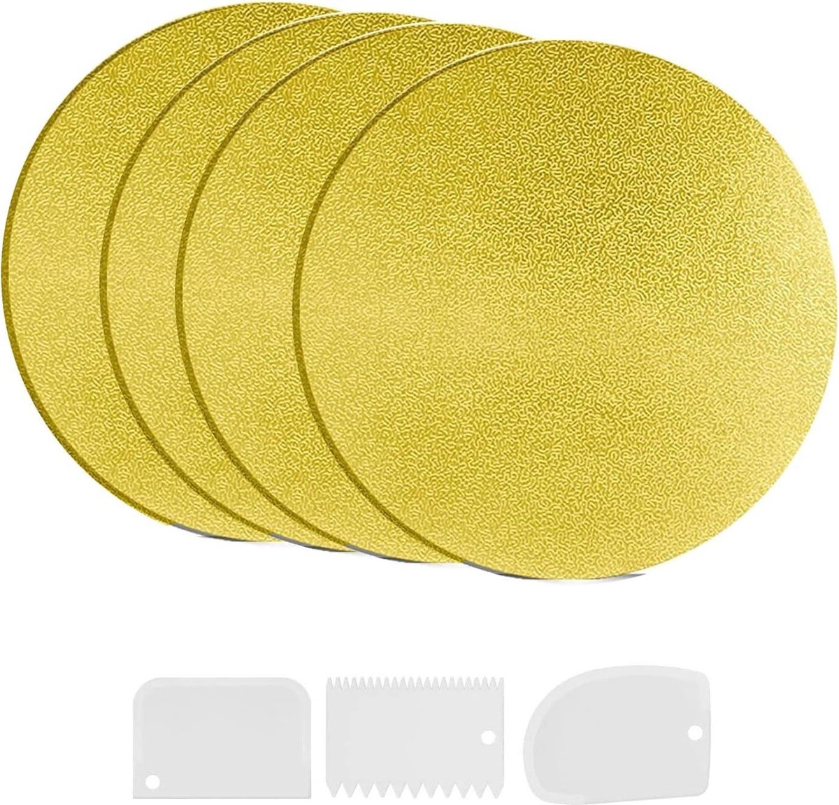 30-cm Ronde Kartonnen Taarstandaard Set van 4 - Voor Transport en Decoratie (Goud)