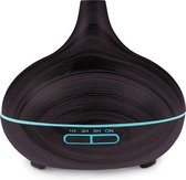 Aroma Diffuser' LifeGoods 300ML - Humidificateur pour Aromathérapie - 7 couleurs LED - Incl. 2x Huile Essentielle - Woodgrain Wood Design - Brun Foncé