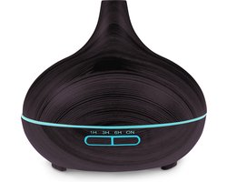 Auronic Aroma Diffuser - 300 ml - Luchtbevochtiger - 7 LED Kleuren - Donkerbruin