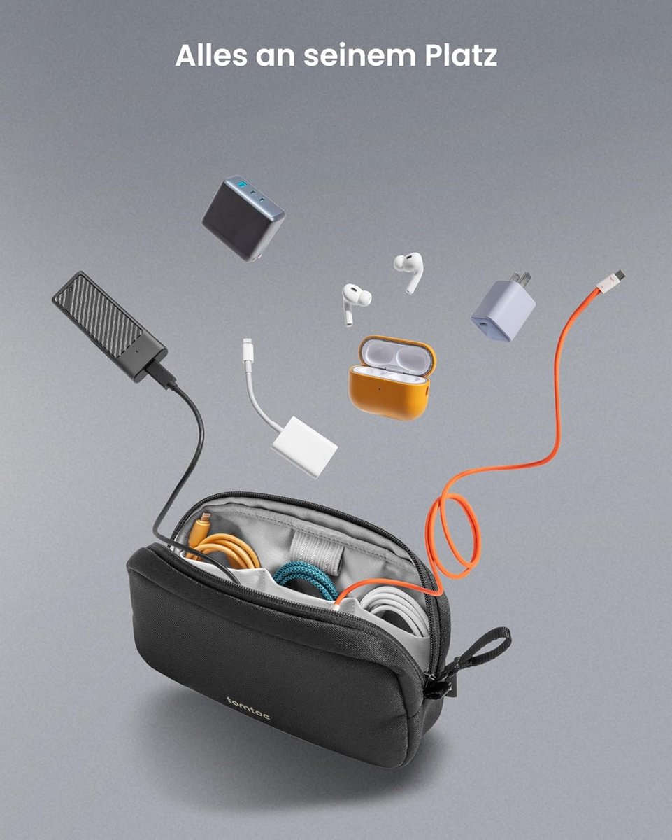 CONTACT'S FAMILY Tech Essentials kabelorganizer van leer, reistas voor muis, oplader, kabel, powerbank