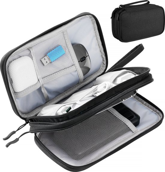 Foto: Yono kabel organiser tas small compacte kabeltas opbergtas voor elektronica en accessoires etui organizer case zwart