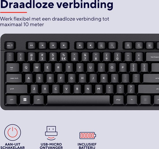 Trust Ody V2 - Draadloos toetsenbord - Stil - Multimedia Toetsen - Qwerty US