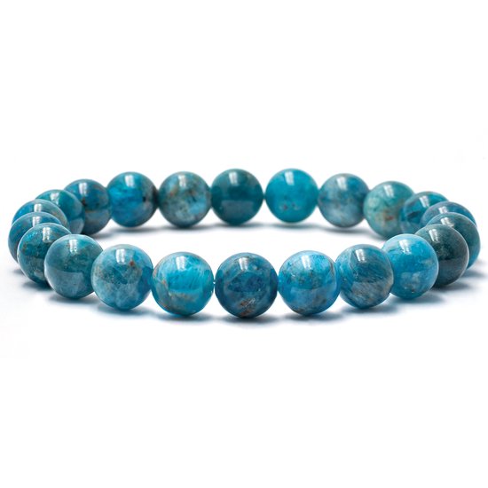 Bixorp Gems Bracelet de pierres précieuses en apatite - 8 mm / 18 cm - Bracelets de perles de Luxe fait à la main