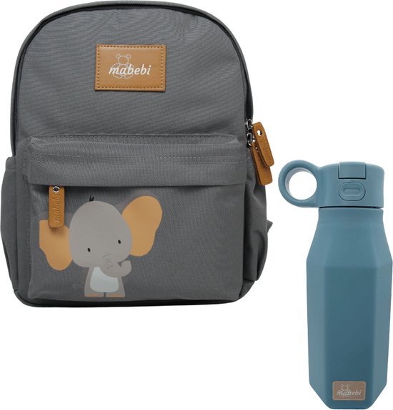 Mabebi Back to school set Olifant Rugzak Drinkfles Schooltas Lekvrije. bol