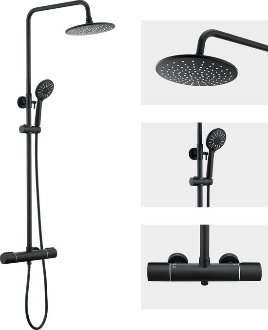 Regendoucheset Zwart Rond Douche Accessoires Regendouche 20cm