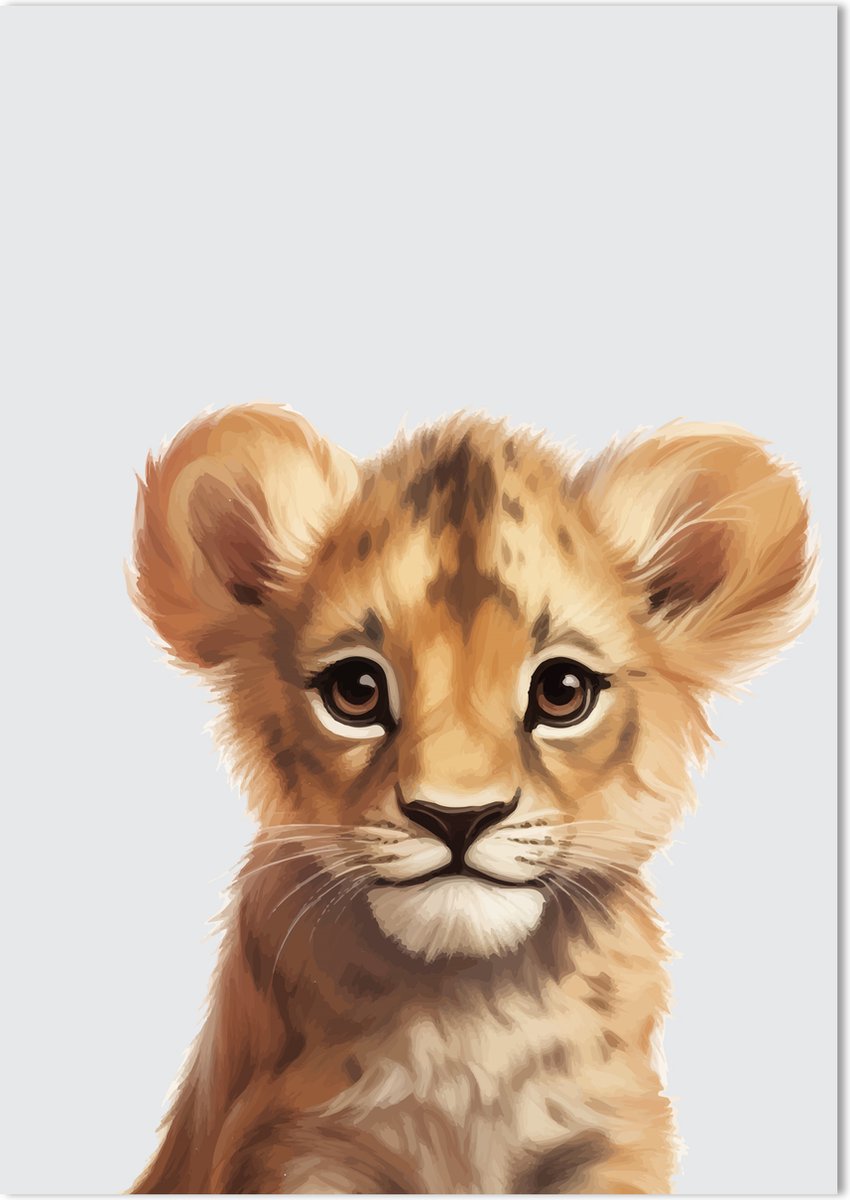 Leeuw Poster 70 x 50 cm - Poster Kinderkamer - Dierenposter - Babykamer decoratie