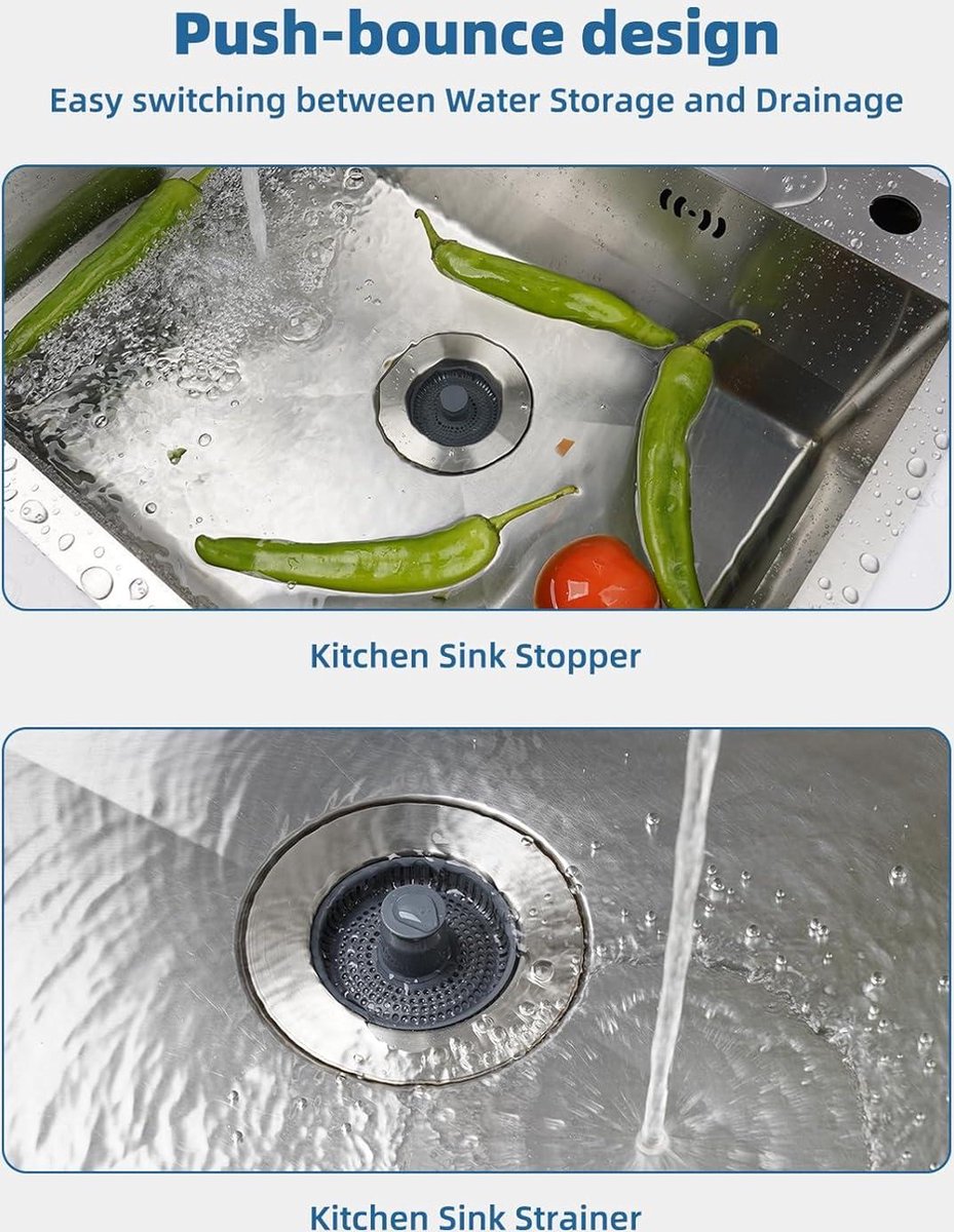 RVS Gootsteen Afvoer Plug Keuken - Geen Verstopping - Spoelbak zeef