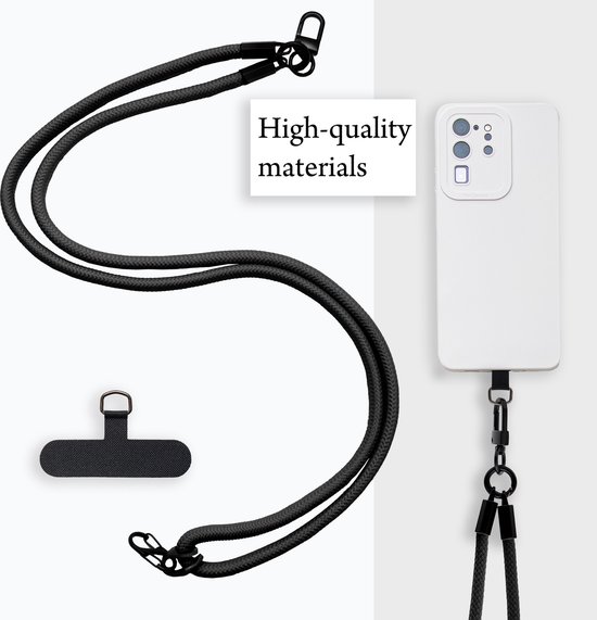 Chaîne de téléphone portable Cadorabo adaptée au HTC Desire 830 en NOIR avec cordon de sangle réglable à accrocher autour du cou