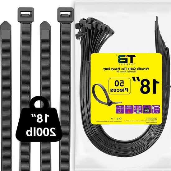 Tiewraps | Zwart | Vorstbestendig | 7,6 x 370 mm | 10 stuks
