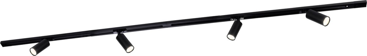 Ledvion - LED Railverlichting 2M + 5 Railspots (Zwart - Dimbaar - GU10 Fitting) - 1-Fase