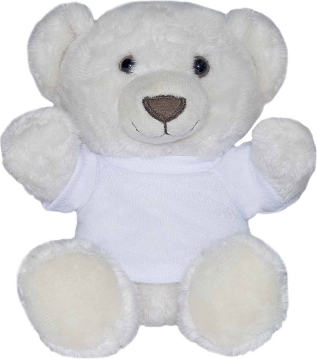 Beer Moritz - knuffelbeer - cream teddybeer - wit T-shirt - 14 cm - pluche - MiniFeet® - mbw®