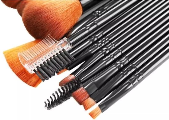 Set de 12 Pinceaux de maquillage professionnels - Set de pinceaux avec étui de rangement - Zwart