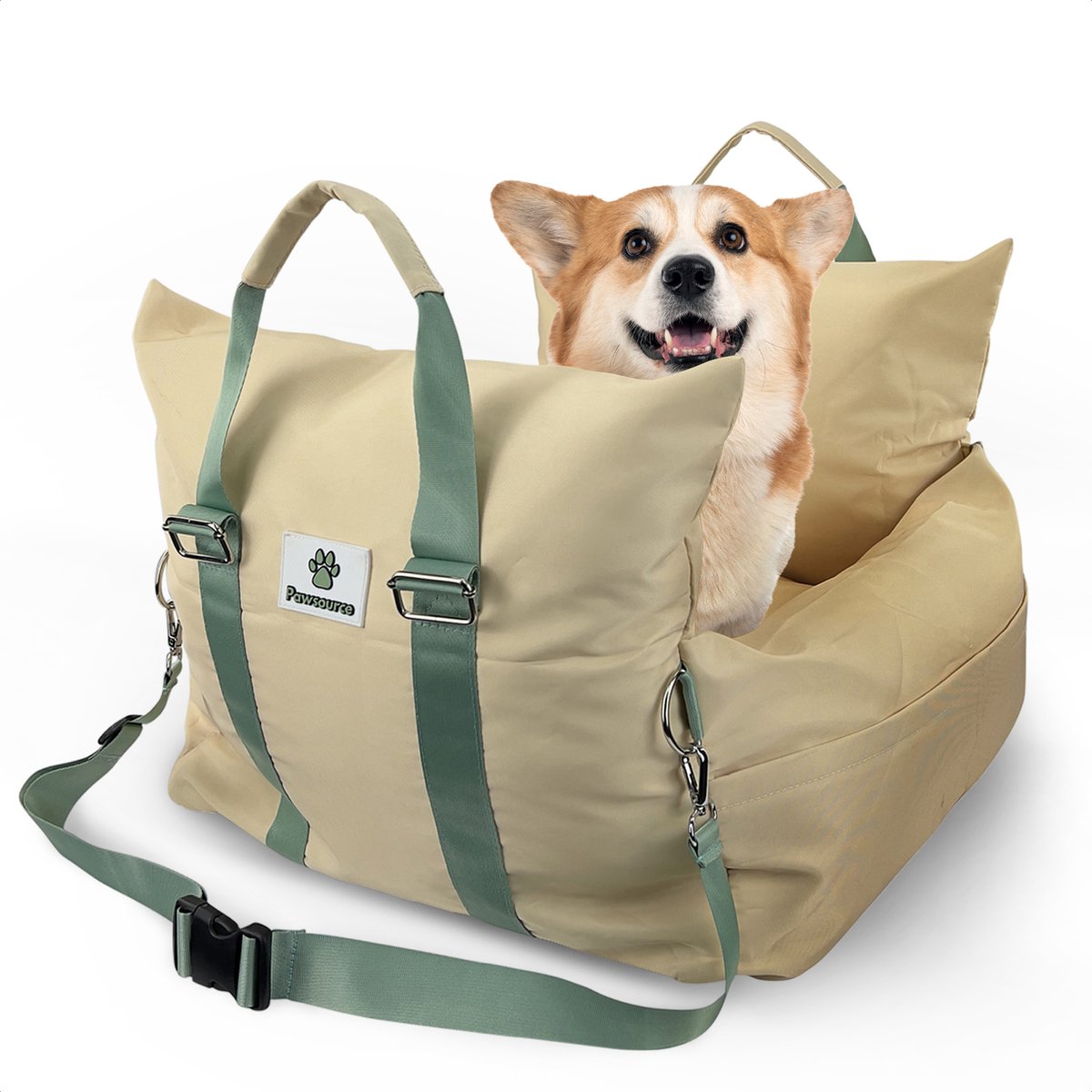 Pawsource Autostoel Hond – Hondenmand – Wasbaar – Antislip – Waterbestendig – Incl. Autogordel - M
