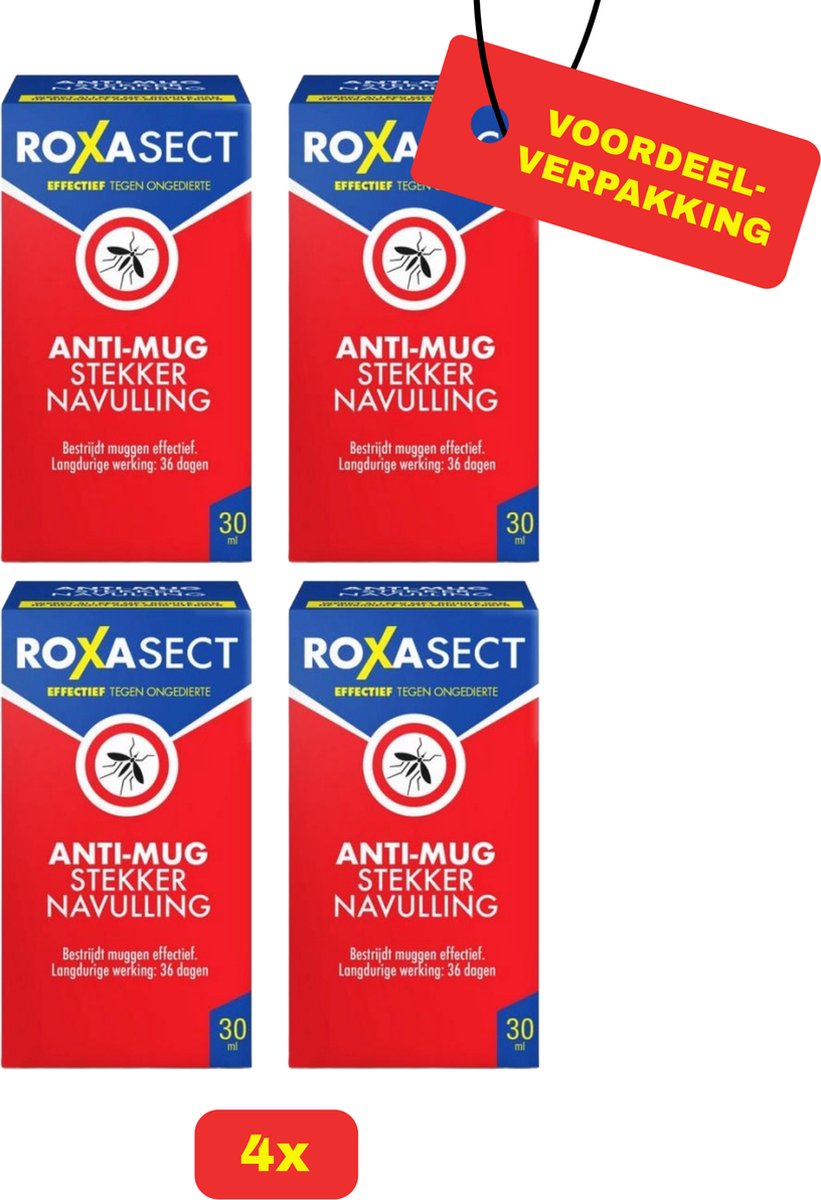 Roxasect anti-mug stekker navulling - 4 x 30ml voordeelverpakking