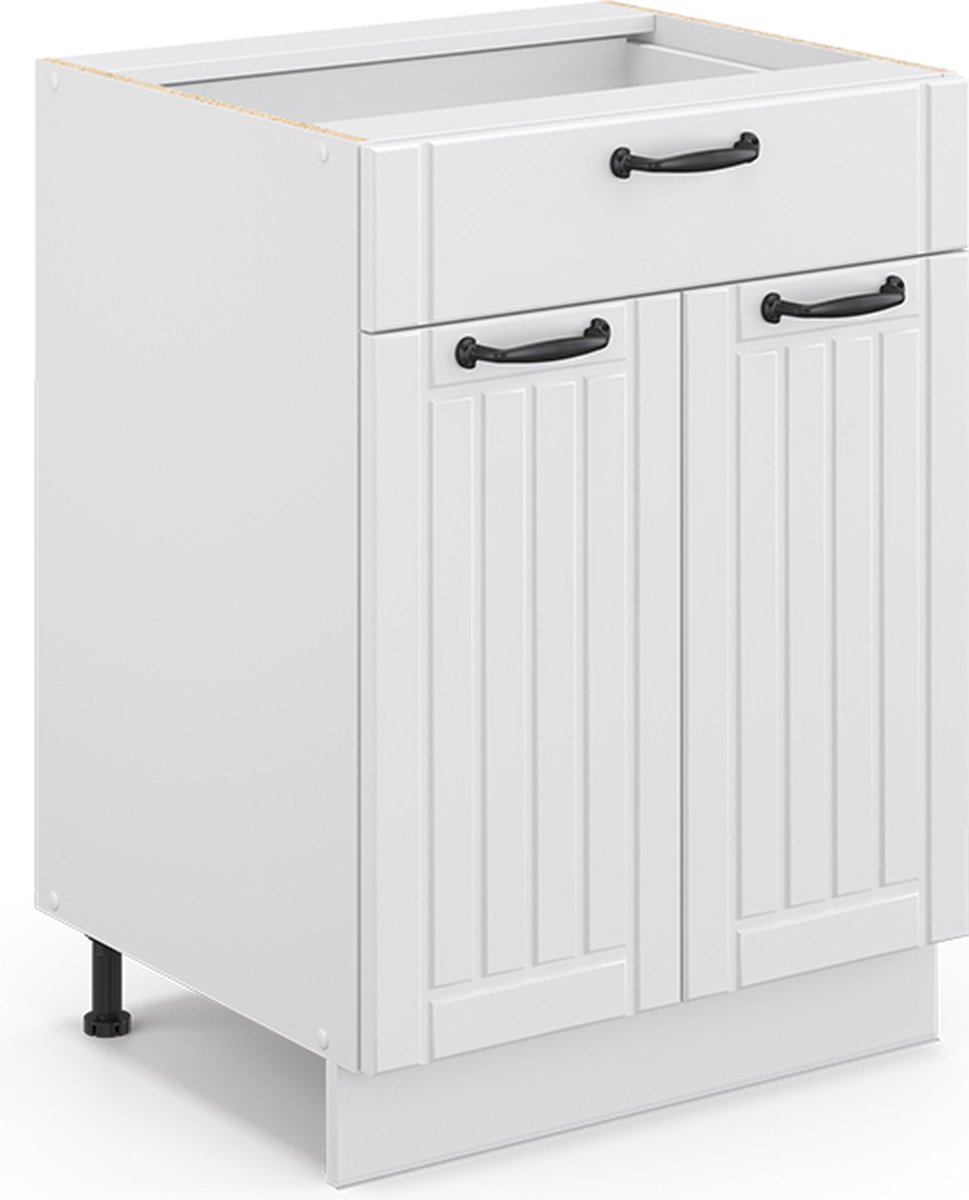 Vicco Fame-Line Keukenonderkast – 60 cm met lade, zonder werkblad Wit Landhuis Wit landelijk/Wit
