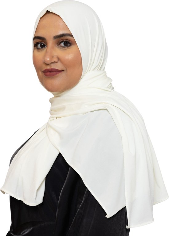Foulard Jersey - Hijab - Écharpe - Turban - Foulard Femme - Couvre-chef Islamique - 70x180 cm - Couleur Wit Cassé
