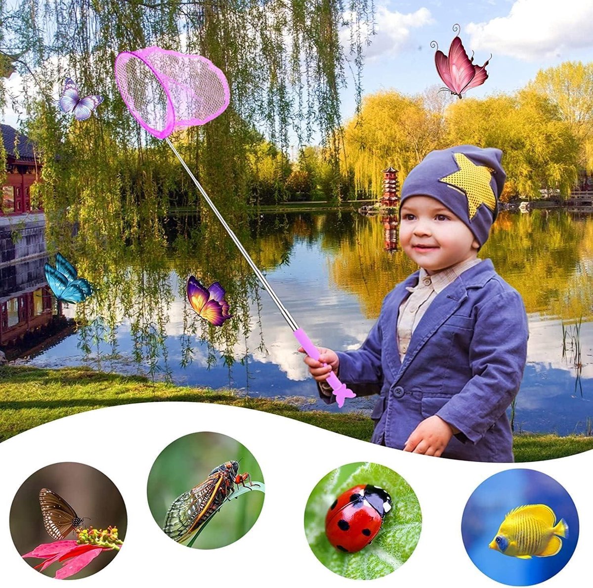 Schepnet diep met telescoopstang - Blaauw mini pools