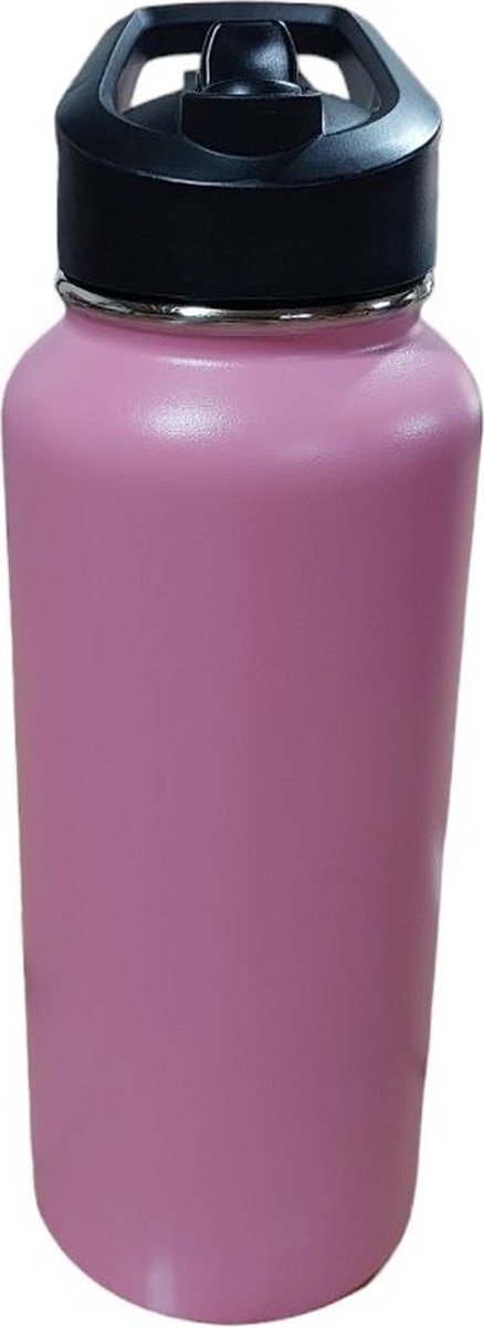 Waterfles - Drinkfles 1 liter, 32oz - BPA & Lekvrij - Dubbelwandig roestvrij staal drinkflessen- Drinkfles volwassenen - Roze
