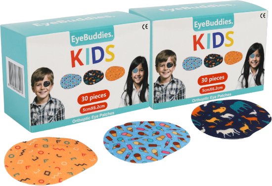 Foto: Eyebuddies oogpleister lui oog oogpleisters 60 stuks kinderen 5cm x 6 2cm 3 prints 