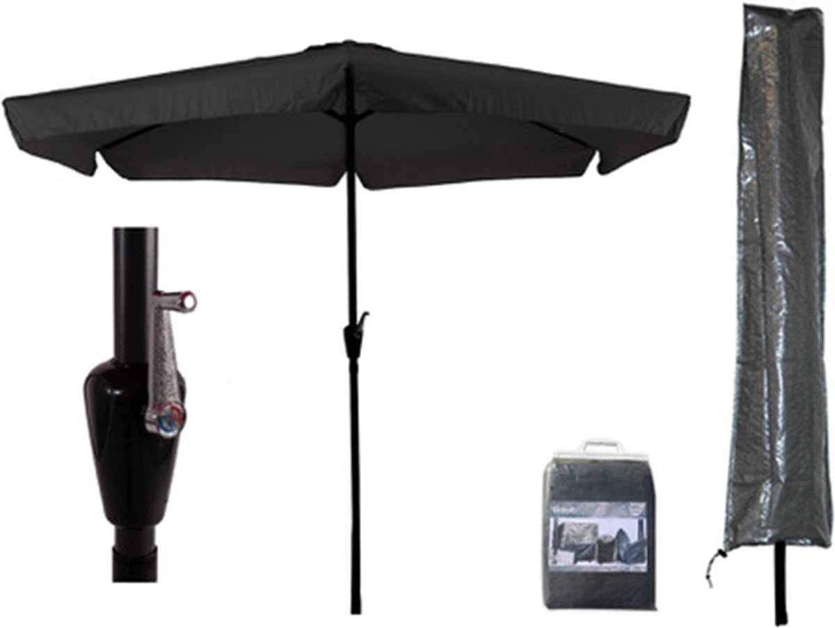 CUHOC Parasol - 300 cm - Zwart + Basic CUHOC Parasolhoes