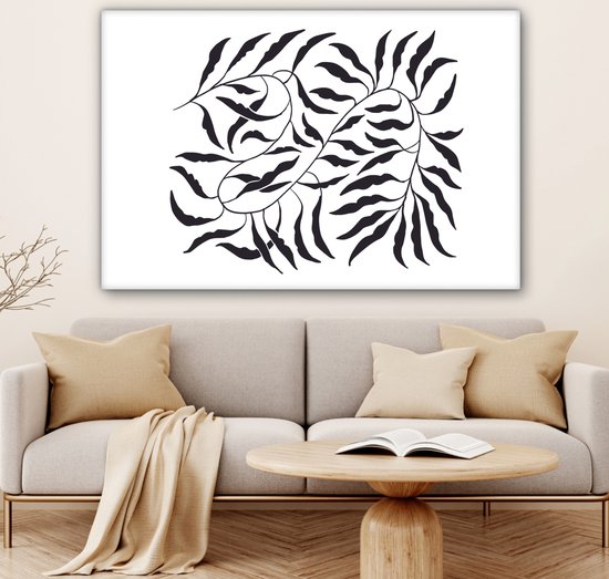 Peinture sur toile 150x100 cm - Décoration murale Feuilles - Plantes - Bohème - Wit - Abstrait - Décoration murale salon - Décoration chambre moderne - Tableaux abstraits