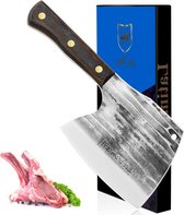Bol.com 0.85kg zware snijder hand gesmeed koolstofstaal vleessnijder slagersmes voor het hakken van botten - massief houten handvat aanbieding