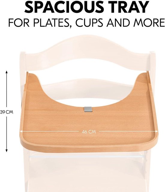 Hauck Wooden Tray geschikt voor ALPHA+ kinderstoelen - vanaf 6 maanden - 5-punts harnas - naturel van Hauck — afbeelding 5