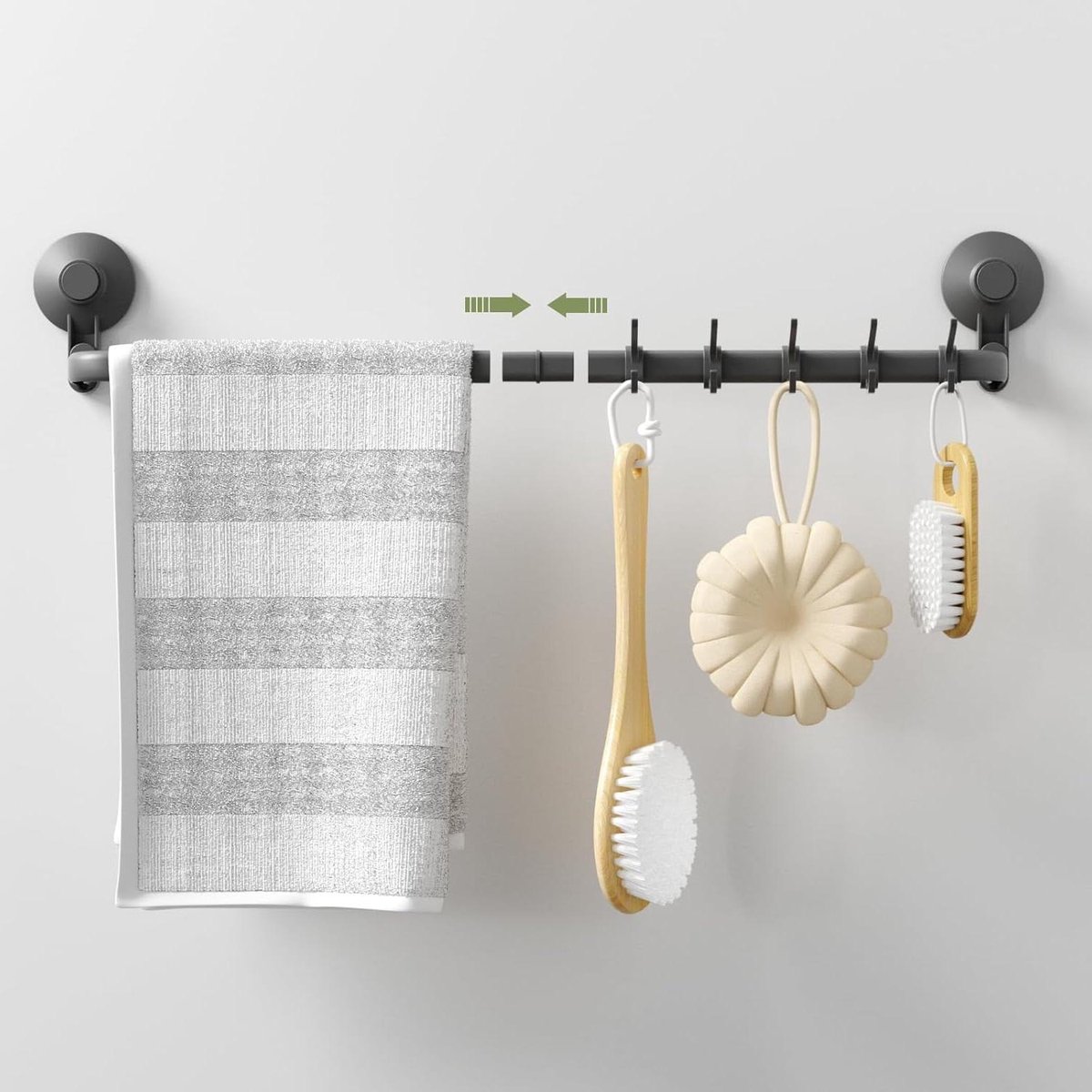 Handdoekrek 60 cm/30 cm 10 kg - Wandmontage zonder boren - Grijs - voor Badkamer Keuken Douche handdoekenrek