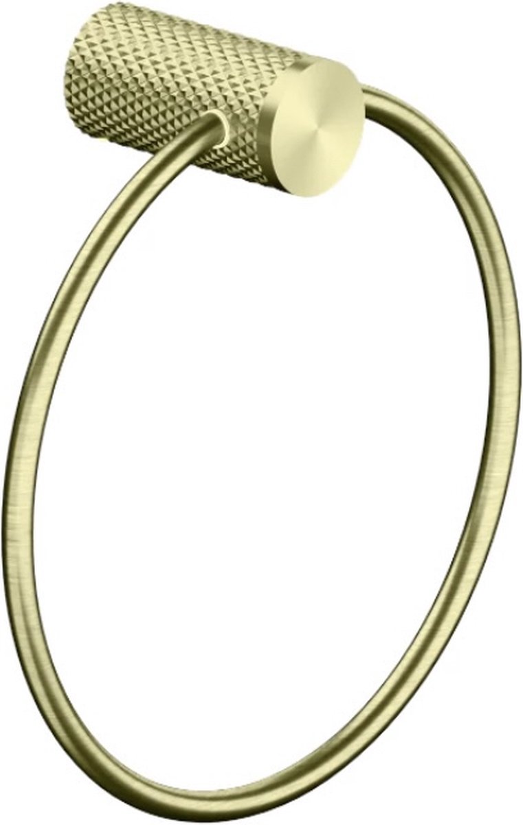 Owen & Finch Messing Handdoekring – Geborsteld Champagne Goud | Brushed Champagne Goud – Luxe Diamant Karteling – PVD Coating