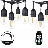 Lichtendirect - Cordon lumineux - 15 mètres 15 lampes LED - Télécommande dimmable - Résistant à l'eau IP-65 - Cordon lumineux pour l'extérieur - Éclairage de jardin - Éclairage de terrasse - Éclairage extérieur - Guirlande lumineuse - Câble à broches