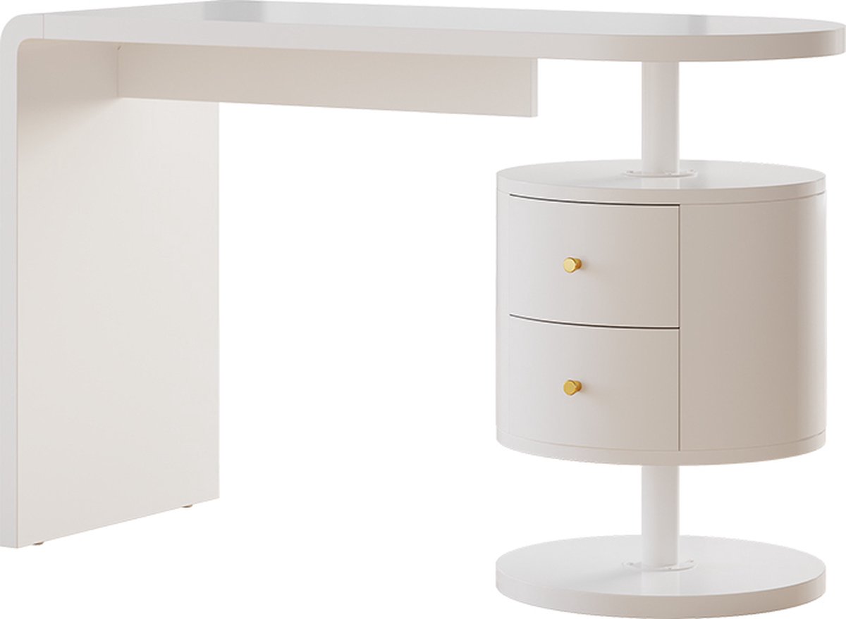 Vicco Lara Bureau – 120 x 50 cm met 2 laden Wit Hoogglans