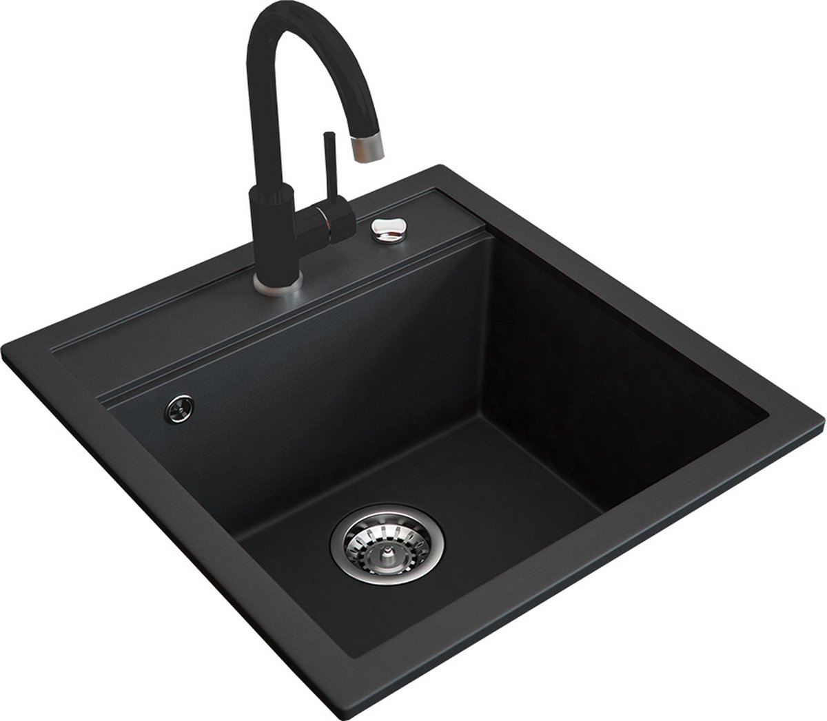Bergström Gootsteen – 49 x 50 cm met zwarte fitting Zwart