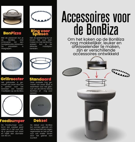 BonFeu BonBiza Zwart Open - Staal - Buitenkoken - Plancha Bakken - Plancha BBQ - 80x80x100 cm van BonFeu — afbeelding 4