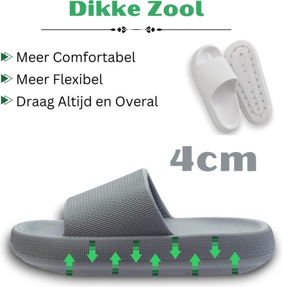 Klikkopers® - Cloud Dias - Slippers - Chaussons de bain - Chaussons de bain - Pantoufles - Léger - Super doux pour vos pieds - Antidérapant - Grijs - 40-41