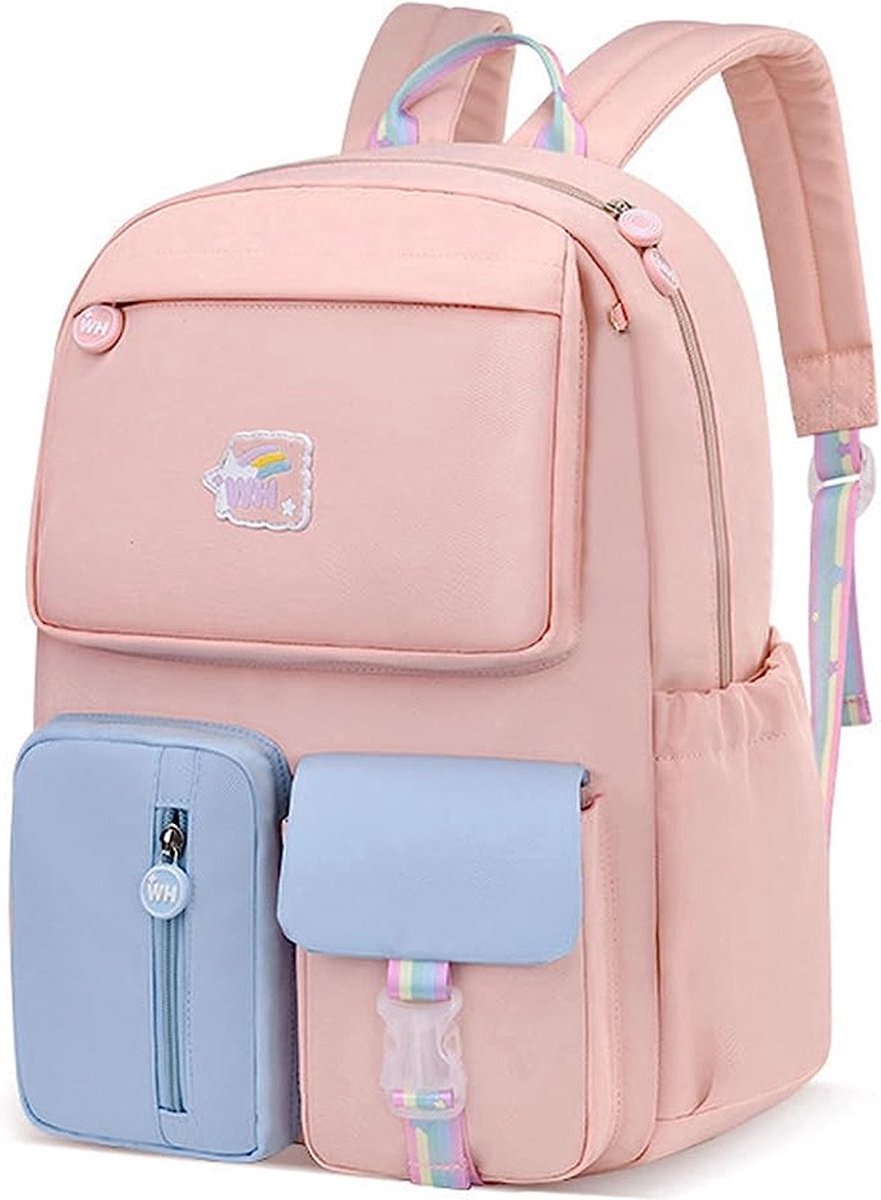 Vermanto Rugzak - Rugtas - Jongens - Meisjes - School - Boekentas - Waterdicht - Kinderen - Roze - Blauw