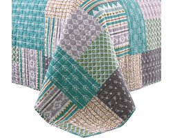 Néos® Bedsprei - Patchwork - Omkeerbaar - Grijs/Groen - 220x240 cm