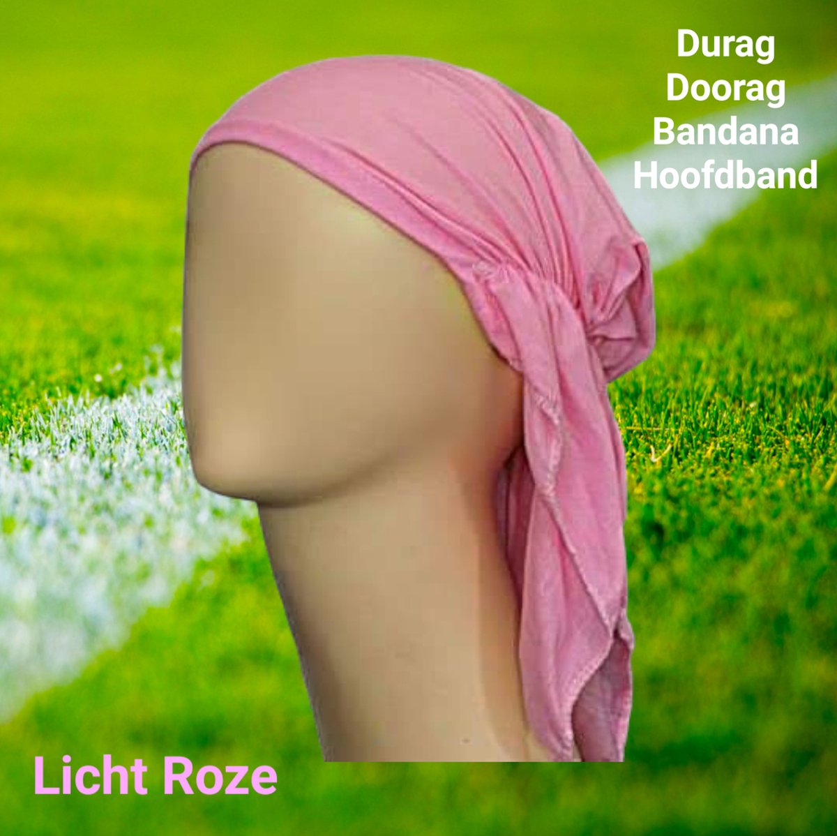 SPORT® - Zachte soepele stoffen Durag, Hoofdband, Hoofddoek met elastiek – Licht Roze - 3 stuks - (jong) volwassenen / jeugd - unisex - hoofdmaat 53-56 cm - casual sport, carnaval, festival, themafeesten, vakantie, sauna of strand