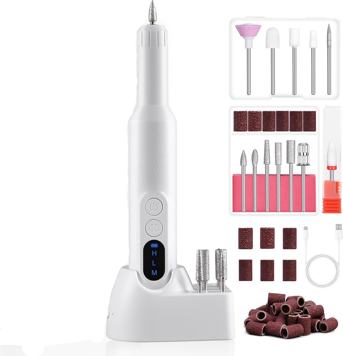 Elektrische Nagelvijlen Set voor Professioneel en Thuisgebruik - Krachtige Nagelboormachine met Accessoires - Variabele Snelheden - Geluidsarm en Ergonomisch Ontwerp - Nagelverzorgingstool voor Acryl- en Gelnagels