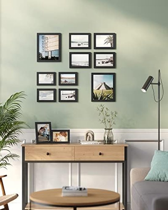 BD ART Cornice portafoto collage 18x35 per tre foto con passepartout 10x15 cm, cornice moderna in MDF bianco per appendere alla parete o posizionare su un mobile