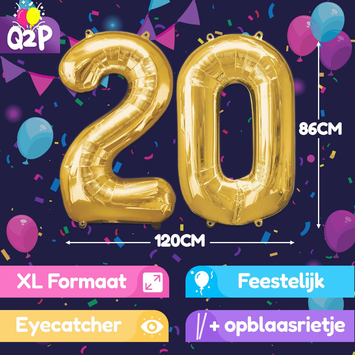 Cijfer Ballonnen Ballon Cijfer 20 Verjaardag Versiering Feest Helium Ballonnen Cijferballon Folieballon Goud Xl Formaat — afbeelding 2